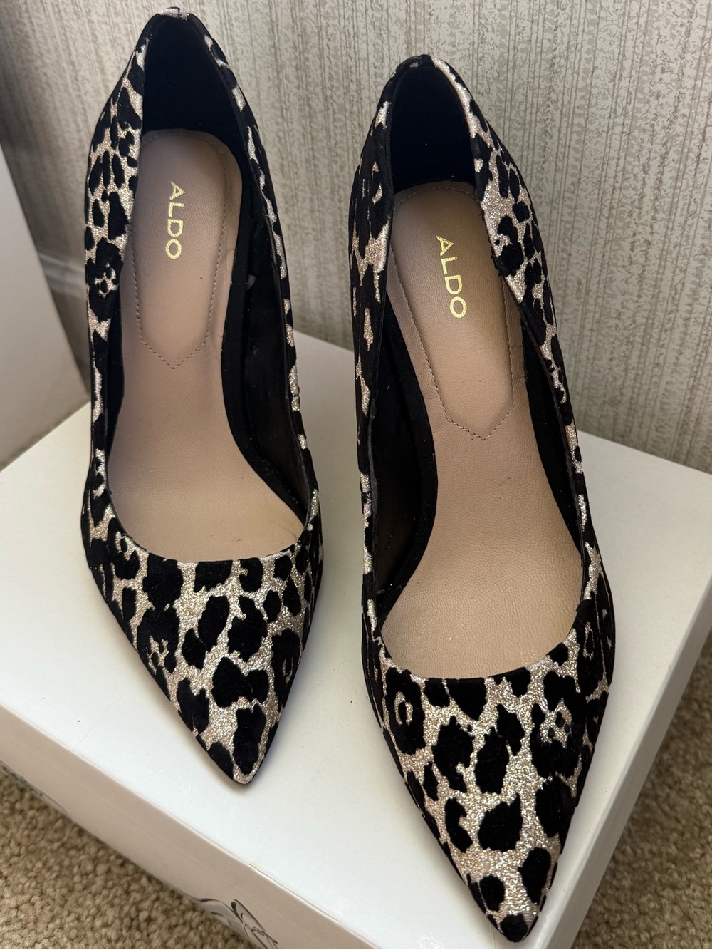 ALDO Leopard Print Pointed-Toe Pumps - Black & Gold
